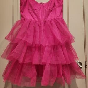Runway hot pink tulle bustier